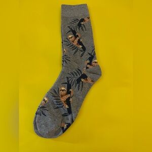 Gray Sloth Patterned Socks, One Size, NWOT 🦥